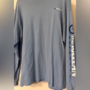 Magellan Outdoors Light Blue Crew Neck LS Men’s XL Graphic 100% Cotton Tee